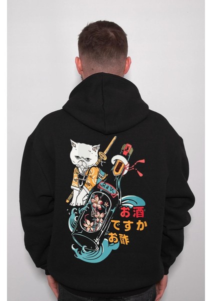 Chibi Cat Bottle Japanese Flower Sweatshirt Kapüşonlu Hoodie fiyatları
