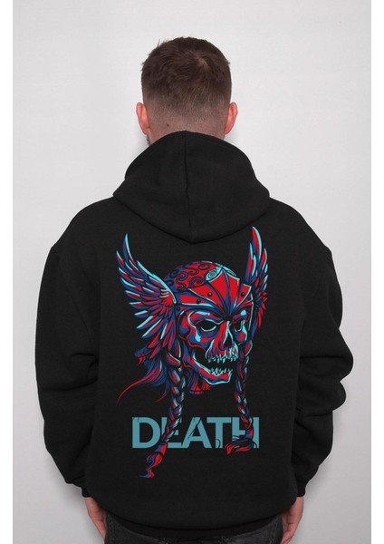 Skull Death Fly Viking Sweatshirt Kapüşonlu Hoodie indirimleri