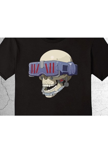 Vr Glasses Kuru Kafa Skull Tişört Çocuk T-Shirt