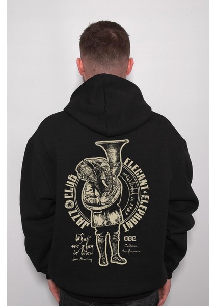 Elephant Fil Saksafon Music Retro Sweatshirt Kapüşonlu Hoodie fiyatları