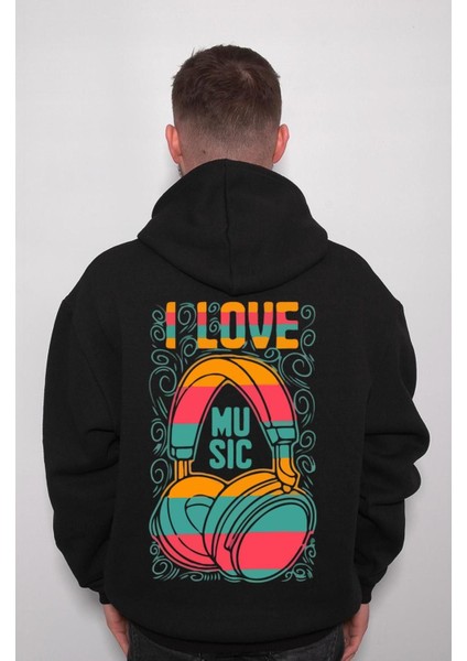 I Love Müsic Müzik Kulaklık Sweatshirt Kapüşonlu Hoodie fiyatları