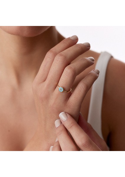 14 Ayar Altın Yuvarlak Desenli Mineli Kadın Yüzük fiyatları