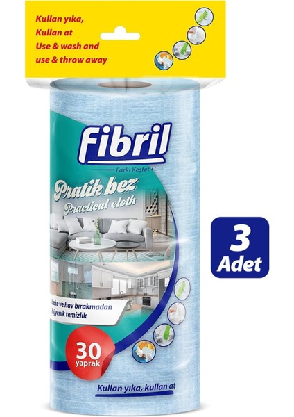 Çok Amaçlı Pratik Rulo Bez 30 Yaprak x 3 Adet