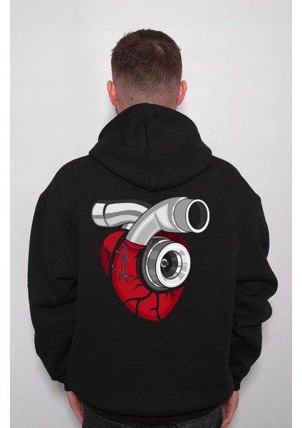Kalp Heart Motor Turbo Araba Car Modifiye Sweatshirt Kapüşonlu Hoodie