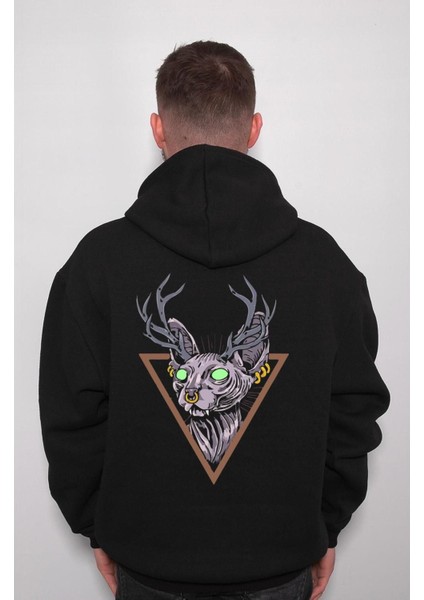 Cat Kedi Uzay Cosmos Jungle Boynuz Sweatshirt Kapüşonlu Hoodie