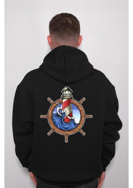 Dümen Deniz Feneri Kaptan Captain Sweatshirt Kapüşonlu Hoodie