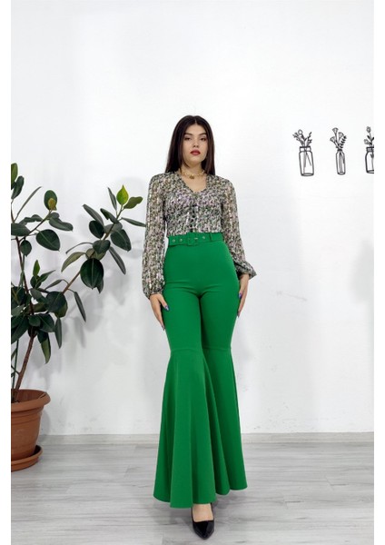 Y-3690 Y Kaplama Kemerli Ispanyol Paça Pantolon fiyatları