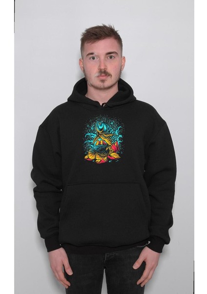 Fish Balık Retro Koi Balığı Sweatshirt Kapüşonlu Hoodie