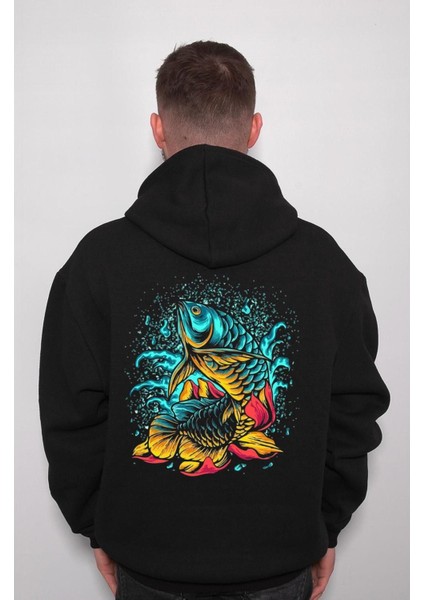 Fish Balık Retro Koi Balığı Sweatshirt Kapüşonlu Hoodie indirimleri