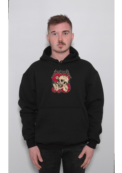 Metallica Skull Battery Guitar Electro Sweatshirt Kapüşonlu Hoodie