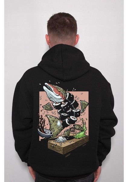 Fish Sushi Suşi Japan Rice Sweatshirt Kapüşonlu Hoodie indirimleri