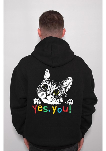 Sevimli Kedi Cute Cat Yes You Evet Sen Sweatshirt Kapüşonlu Hoodie fiyatları