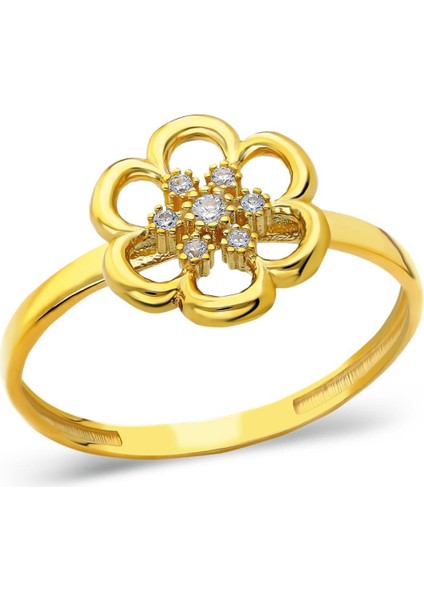 Taşlı Çiçek Model Yüzük