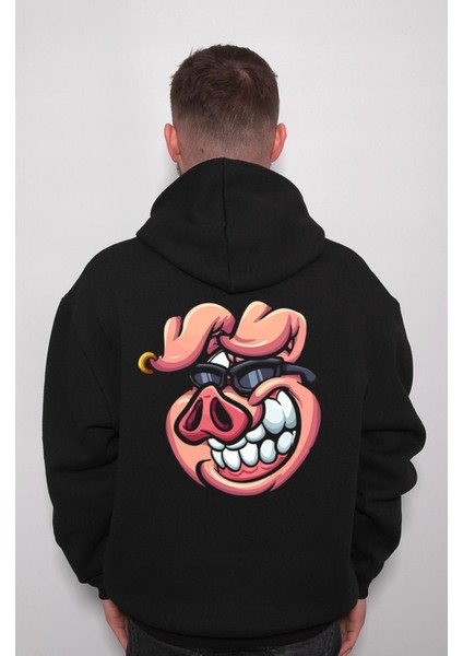 Şanslı Domuz Style Glasses Pig Sweatshirt Kapüşonlu Hoodie fiyatları