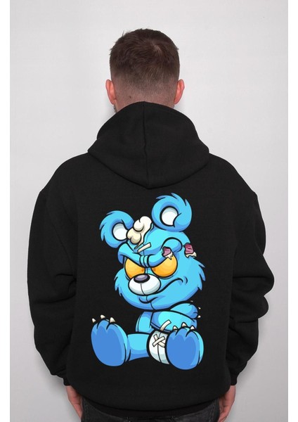 Angry Cartoon Blue Teddy Bear Sweatshirt Kapüşonlu Hoodie fiyatları