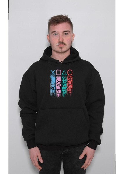 Eat Play Sleep Repeat Replay Ps4 Sweatshirt Kapüşonlu Hoodie