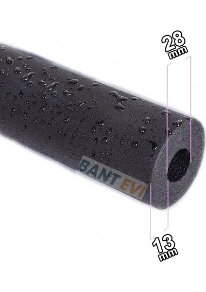 Boru Izolasyon Malzemesi 3/4" 28mm İç Çap, 13MM Et Kalınlık, 2mt Kauçuk Boru Izolasyon