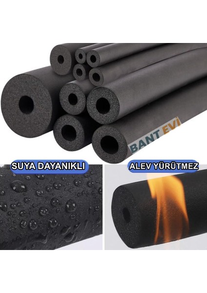 Boru Izolasyon Malzemesi 3/4" 28mm İç Çap, 13MM Et Kalınlık, 2mt Kauçuk Boru Izolasyon