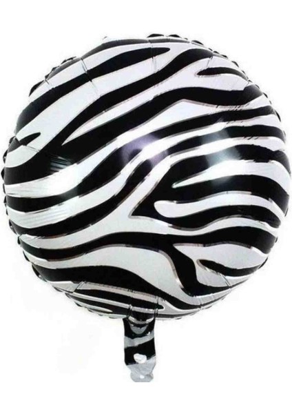 Zebra Desenli Yuvarlak Folyo Balon 18 Inç