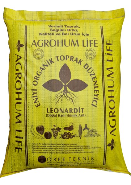 Agrohum Life ( 25 Kg'lık Işlenmiş Toz Leonardit Çuvalı )