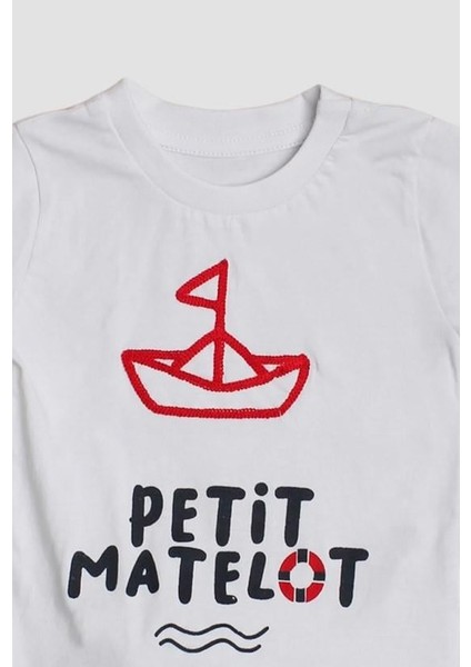 Yelken Nakışlı Petit Matelot Yazılı 2'li Tişört Alt Üst Takım fiyatları