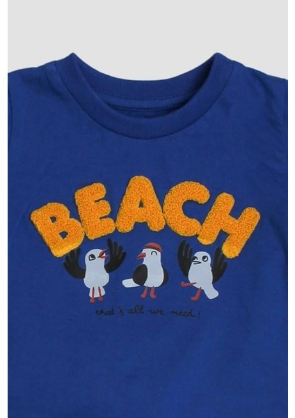 Beach Nakışlı Kuş Baskı Desenli 2'li Takım