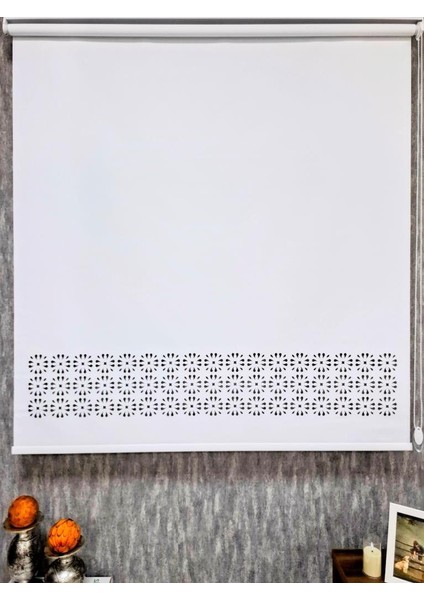 Lazer Kesim Stor Perde Kalın Kumaşlı Beyaz Renk LZR2003 indirimleri