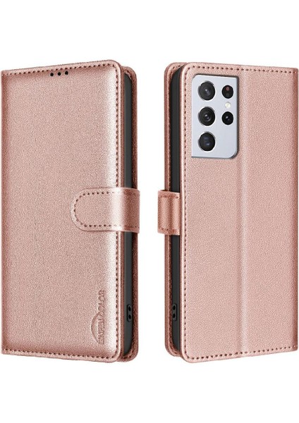 Samsung Galaxy S21 Ultra Pu Deri Manyetik Kart Tutucu Için Flip Case (Yurt Dışından)