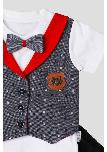 Puantiyeli Mobil Yelekli Şal Yakalı Düğün Sünnet Erkek 2'li Alt Üst Takım fiyatları