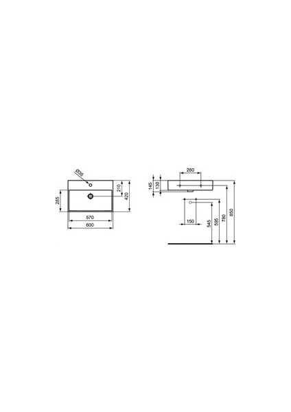 Strada Tezgah Üstü 60 cm Lavabo 60X42 K077801