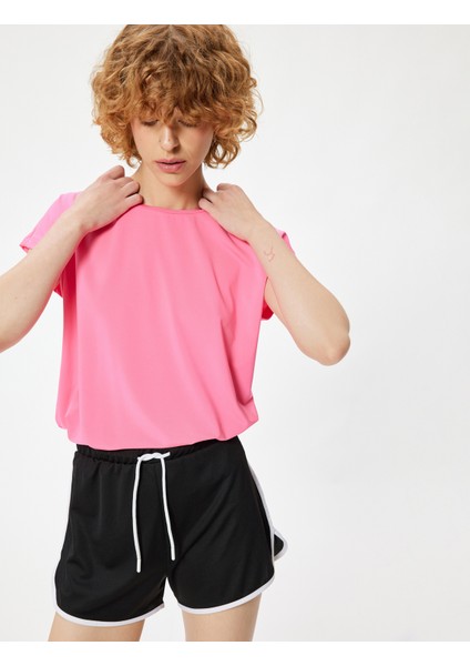 Oversize Spor T-Shirt Bisiklet Yaka Kısa Kollu Düşük Omuzlu fiyatları