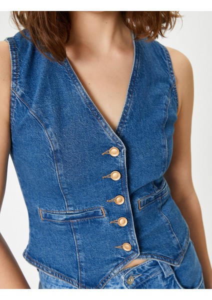 Kot Yelek Kolsuz Düğmeli V Yaka Fleto Cepli Slim Fit indirimleri