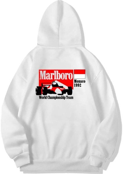 Oversize F1 1992 Monaco Hoodie Beyaz