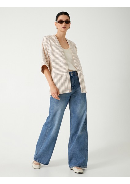 Kimono Kısa Geniş Kol Pamuklu Cepli fiyatları