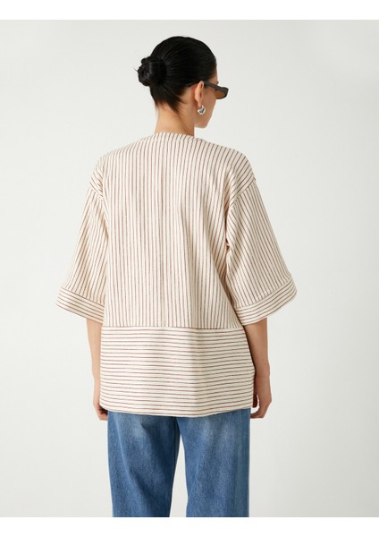 Kimono Kısa Geniş Kol Pamuklu Cepli fırsatları