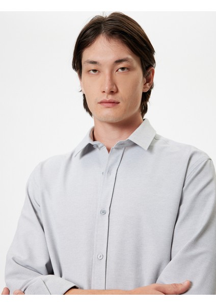 Oxford Gömlek Uzun Kollu Pamuk Karışımlı