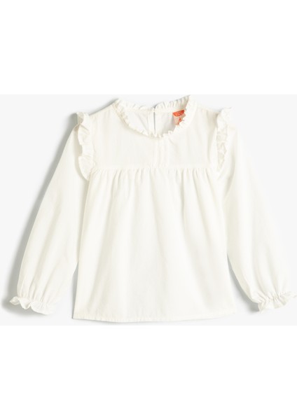 Gömlek Uzun Kollu Fırfırlı Yuvarlak Yaka Arkası Düğmeli fiyatları