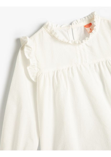 Gömlek Uzun Kollu Fırfırlı Yuvarlak Yaka Arkası Düğmeli modelleri