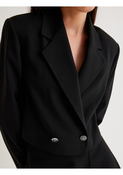 Kruvaze Crop Blazer Ceket Ters Yaka indirimleri