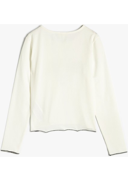 T-Shirt Slogan Baskılı Uzun Kollu Bisiklet Yaka Ribanalı Pamuklu fiyatları