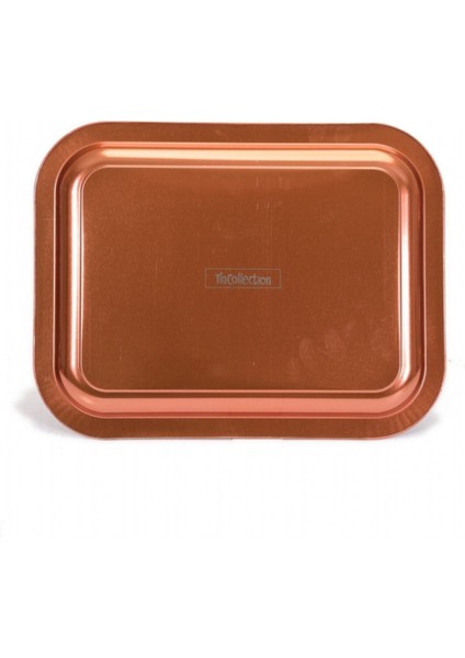 Su Desenli 233x307 mm Dikdörtgen Metal Dekoratif Sunum Tepsisi - Kahverengi