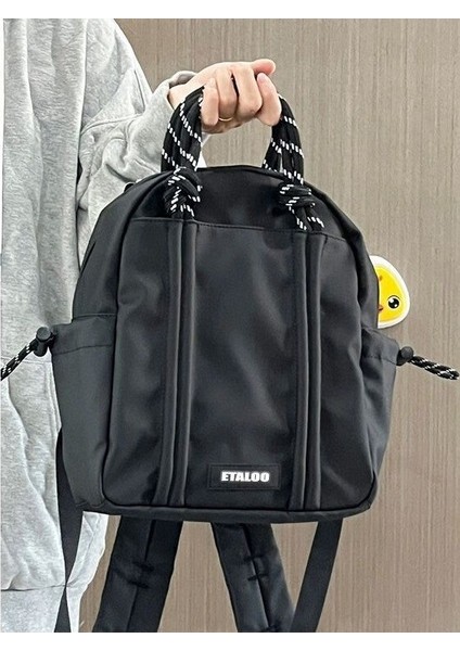 Büyük Kapasiteli Sırt Çantası Niş Tasarım Dokuma Halat Okul Çantası Rahat Hafif Doku Sırt Çantası (Yurt Dışından)