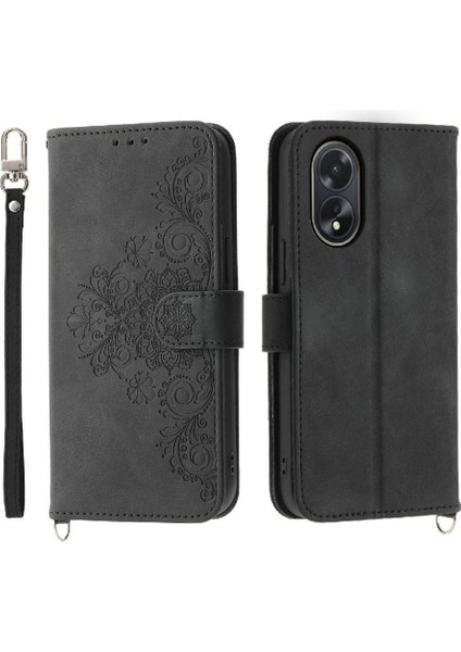 Oppo A38 4g Bileklik Darbeye Dayanıklı Kabartmalı Çoklu Kredi Için Flip Case (Yurt Dışından)