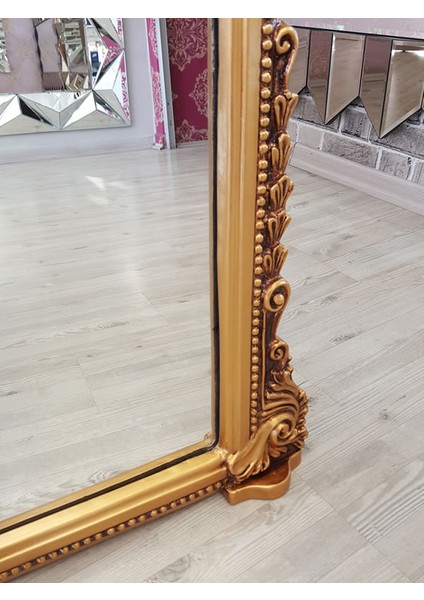 Matmazel Gold Model Altın Renk Dekoratif Ayaklı Boy Aynası