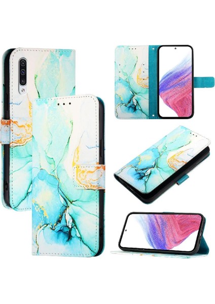 Samsung Galaxy A30S Mermer Desen Kickstand Cüzdan Pu Deri Kılıf (Yurt Dışından) indirimleri