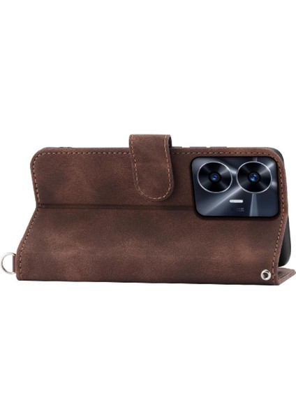 Realme C55 Kabartmalı Çoklu Kredi Kartı Yuvaları Bileklik Için Flip Case (Yurt Dışından) fırsatları