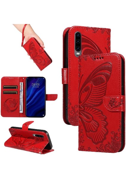 Kredi Kartı Yuvası ile Huawei P30 Için Flip Case Ayrılabilir El Kayışı Yüksek (Yurt Dışından)