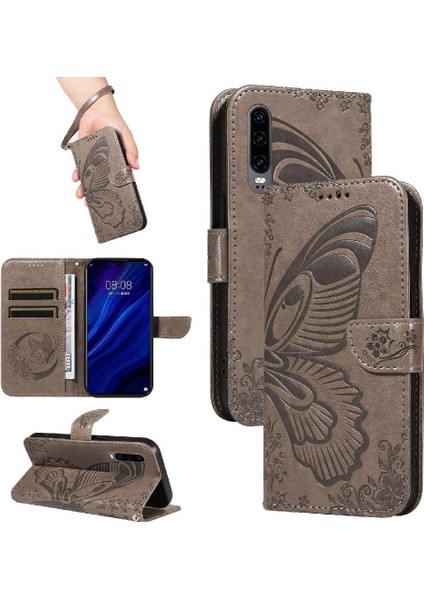 Kredi Kartı Yuvası ile Huawei P30 Için Flip Case Ayrılabilir El Kayışı Yüksek (Yurt Dışından)