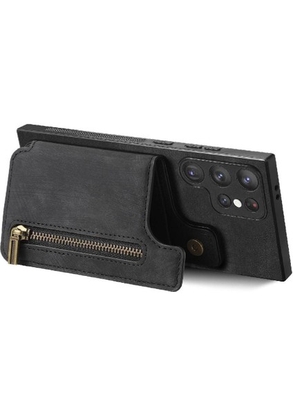 Samsung Galaxy S23 Ultra Standı Fonksiyonu Vintage Fermuar Cüzdan (Yurt Dışından) modelleri