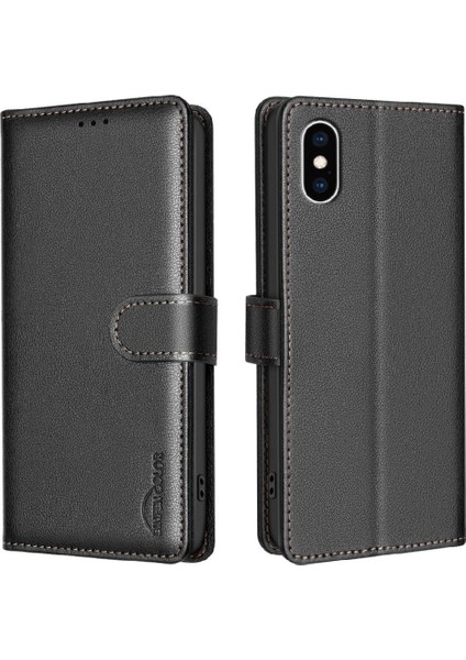 IPhone Xs Max Rfıd Engelleme Kart Tutucu Kickstand Pu Deri Için Flip Case (Yurt Dışından)